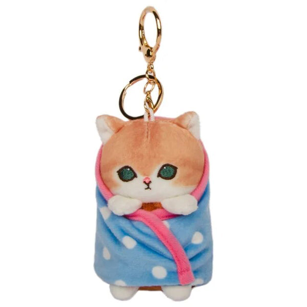 Mofusand Cute Cat Napping Swaddle Blanket Mascot Plush Keychain Doll