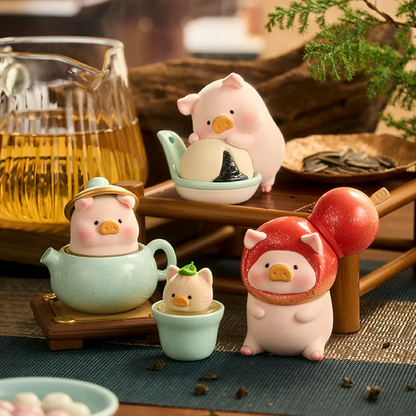 TOYZERO+ Lulu The Piggy Lu's Table Blind Box Collection Flocked Figure.