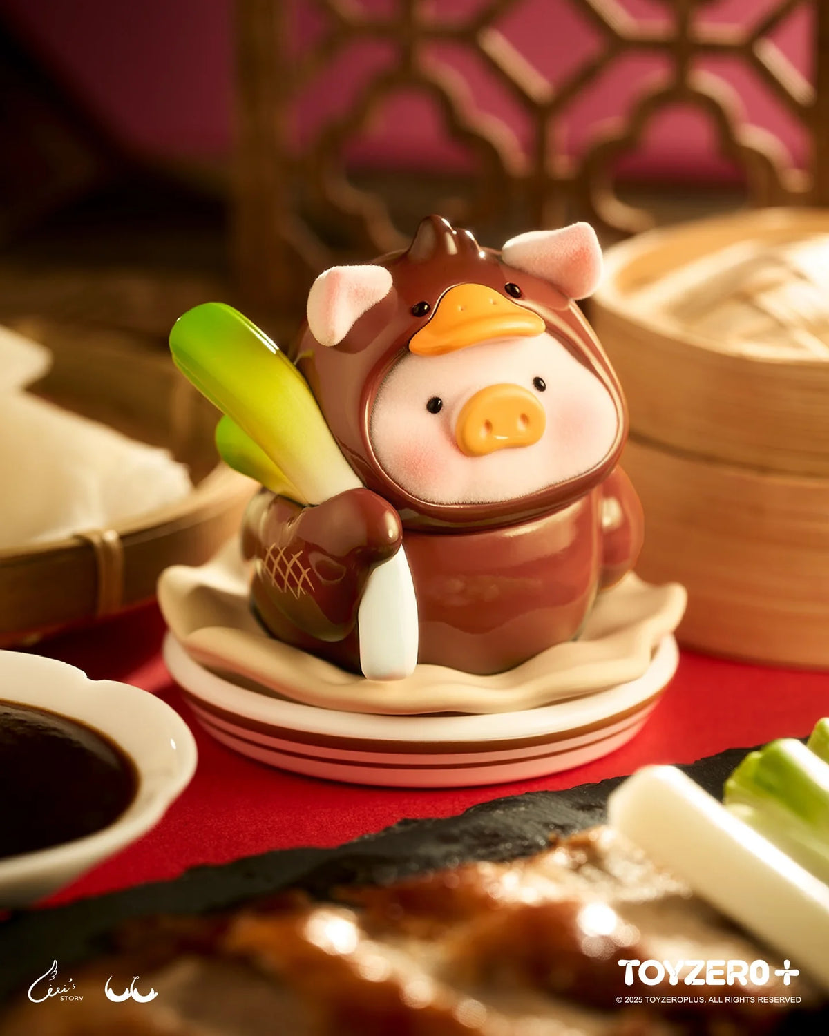 TOYZERO+ Lulu The Piggy Lu's Table Blind Box Collection Flocked Figure.