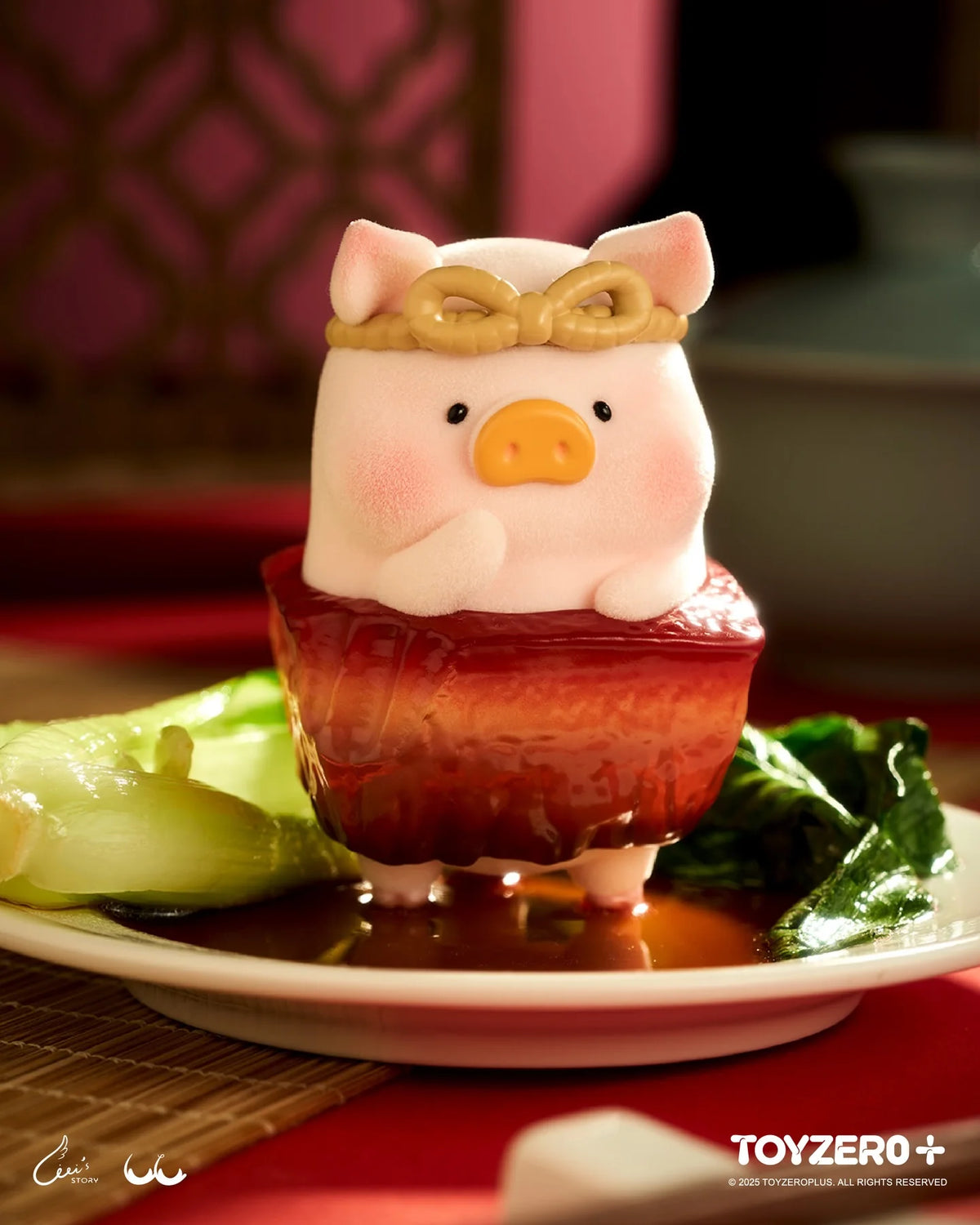 TOYZERO+ Lulu The Piggy Lu's Table Blind Box Collection Flocked Figure.
