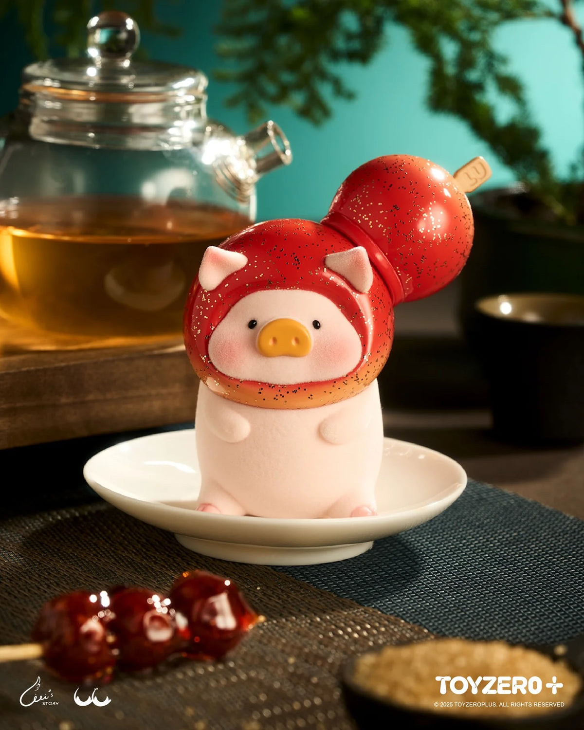 TOYZERO+ Lulu The Piggy Lu's Table Blind Box Collection Flocked Figure.