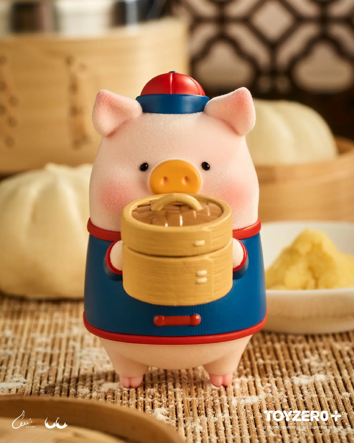 TOYZERO+ Lulu The Piggy Lu's Table Blind Box Collection Flocked Figure.