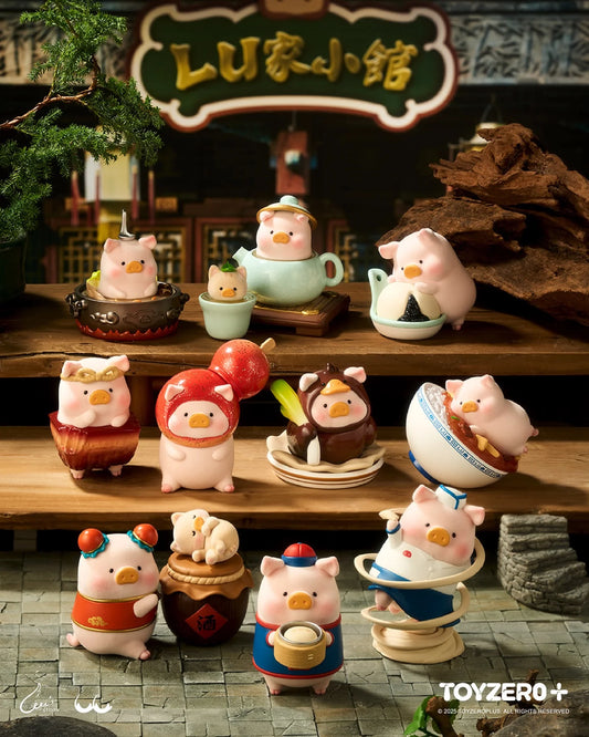 TOYZERO+ Lulu The Piggy Lu's Table Blind Box Collection Flocked Figure.