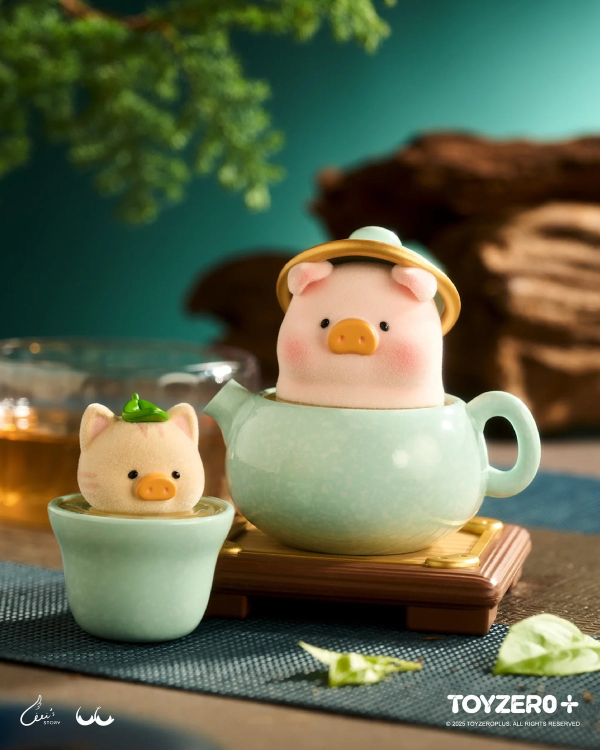 TOYZERO+ Lulu The Piggy Lu's Table Blind Box Collection Flocked Figure.