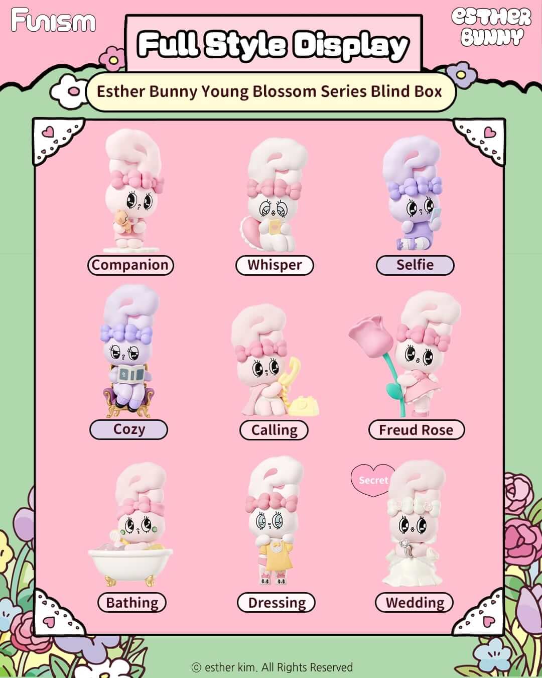 FUNISM Esther Bunny Pink Rabbit Figures Blind Box Flowers Cute